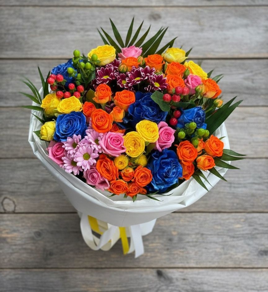 Букет цветов из: Розы и Хризантемы в Шентала