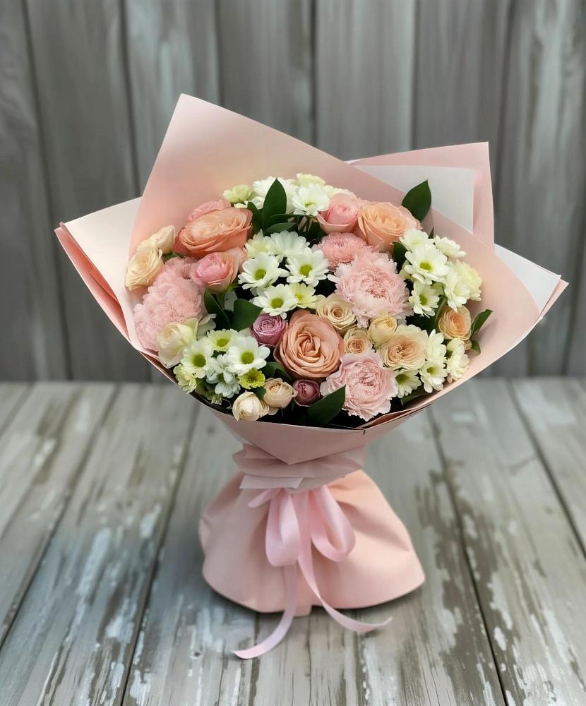 Букет цветов из: Гвоздики, Розы и Хризантемы в Шентала