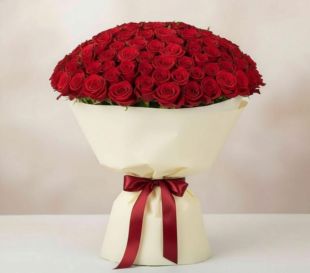 Букет 101 Красная роза Милано в Шентала