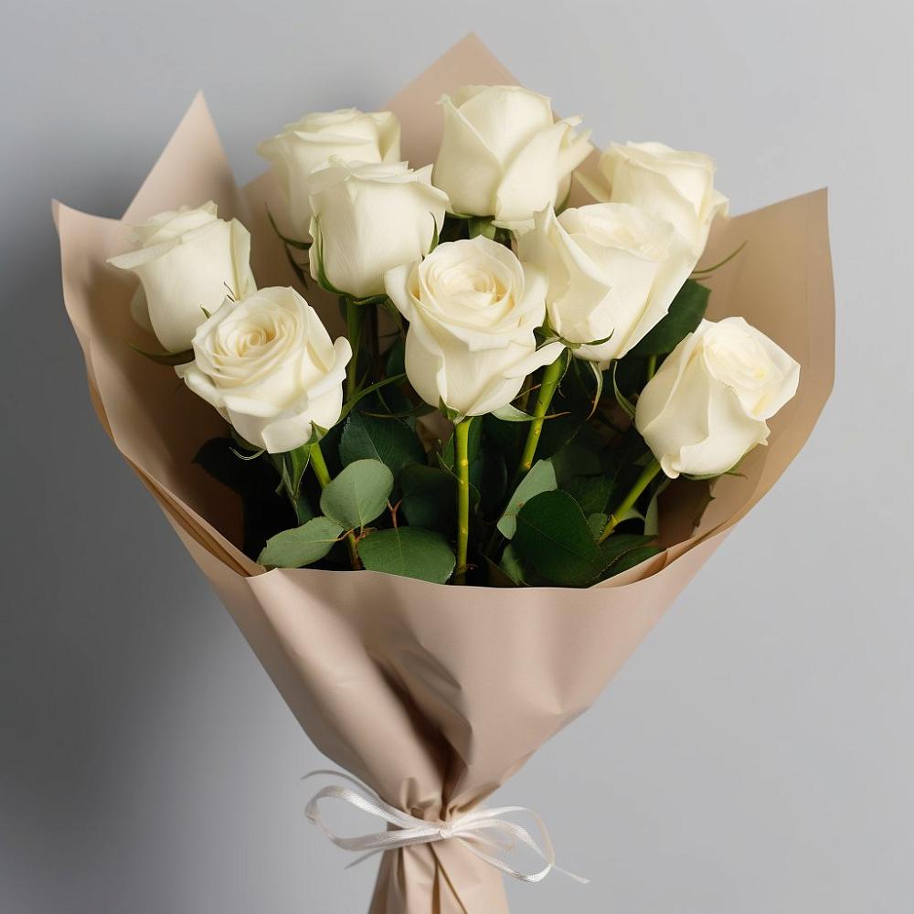 Букет 9 Белых роз Эдлесс Лав в Шентала