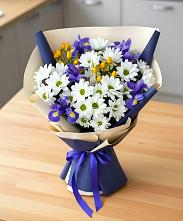 Букет цветов из:  Розы, Ирисы и Хризантемы в Шентала