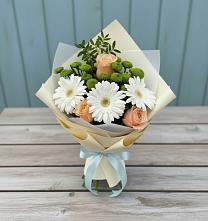 Букет цветов из:  Герберы, Розы и Хризантемы #REPLACE_PRED# Шентала