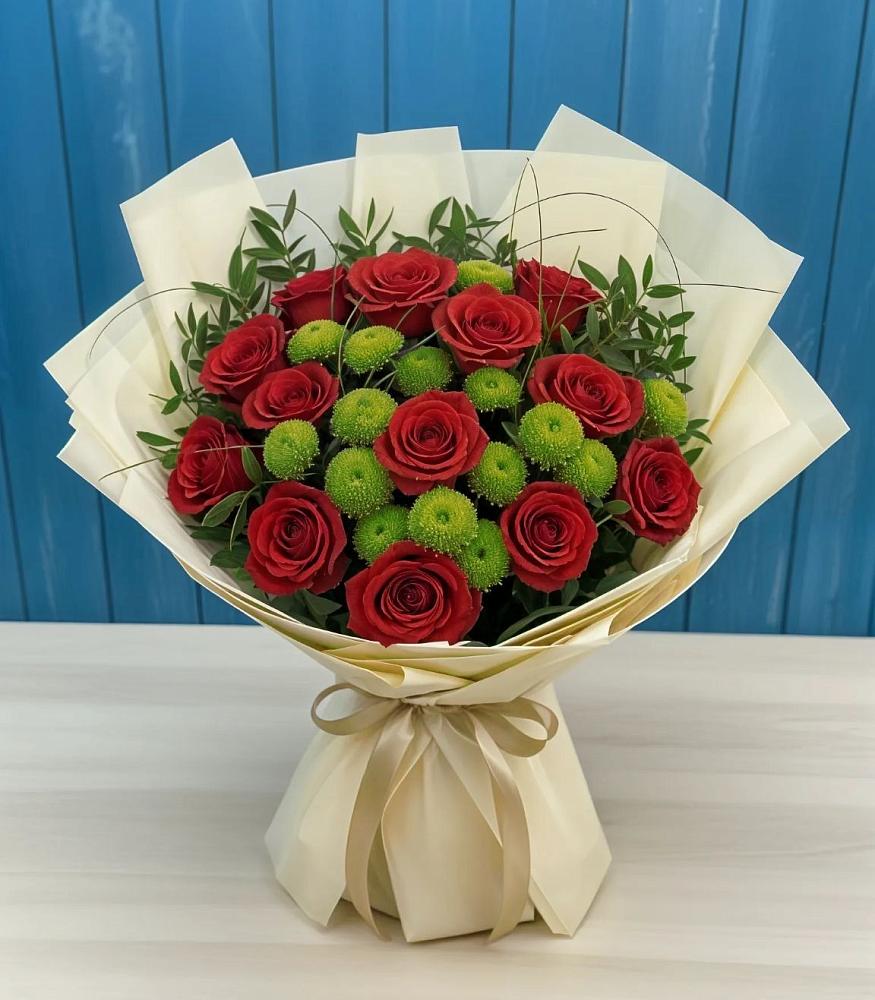 Букет цветов из: Розы и Хризантемы в Шентала